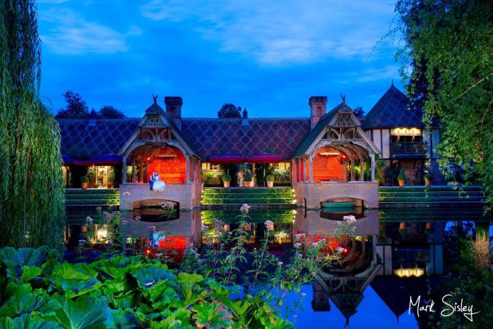 The Dairy on the Waddesdon Estate  illuminated at dusk