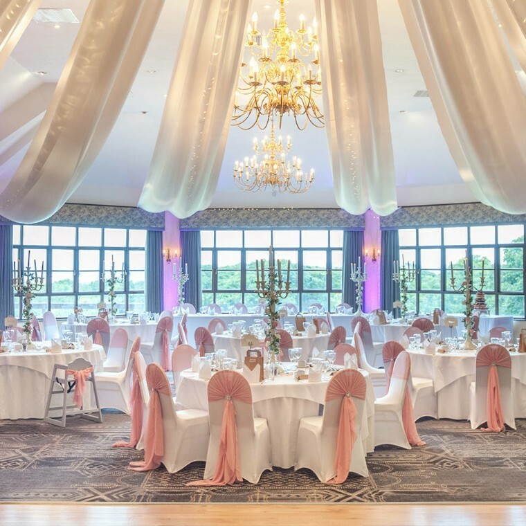 Interior wedding setting at Woodbury Park