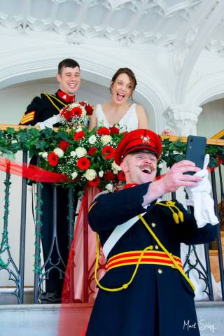 Sometimes a selfie is what’s needed, captured at Missenden Abbey military wedding