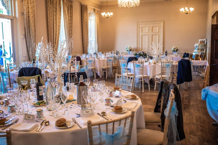 Wedding breakfast set up in the Eastwood Terrace