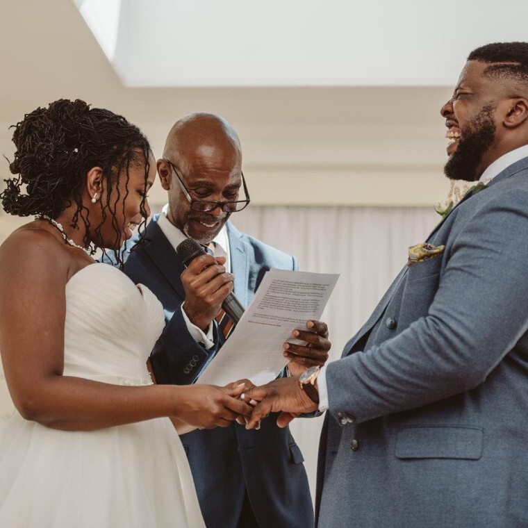 Chris Lowe Wedding Celebrant conducting a ceremony at Richmond Park, London.