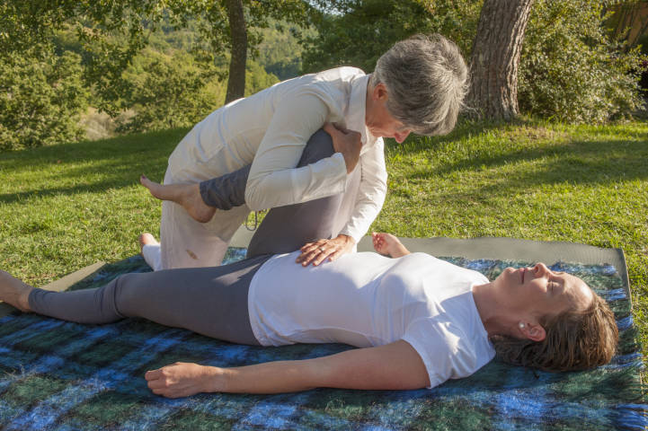 Relaxing after an outdoor shiatsu treatment