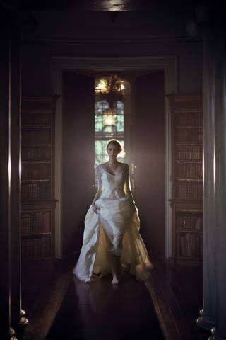 Bride Walking in to Drawing Room, Port Eliot, Venues in Cornwall and Isles of Scilly