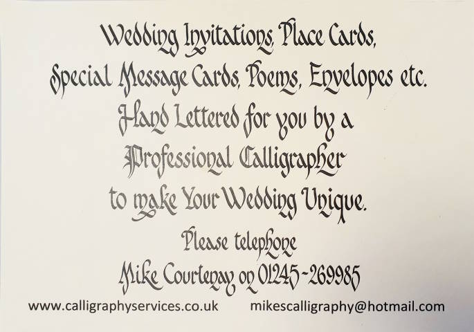 Mike Courtenay Wedding Calligraphy Stationery in Essex