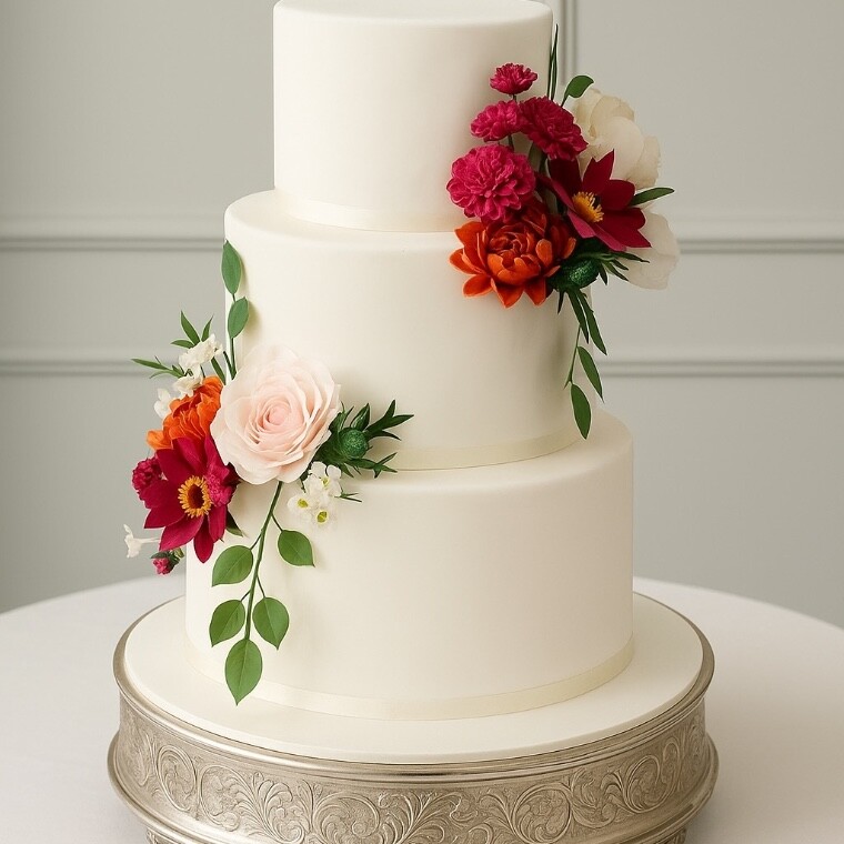 Handmade sugar flowers in autumn colours