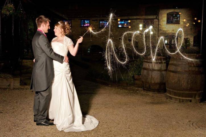 Sparklers on wedding day at Egypt Mill