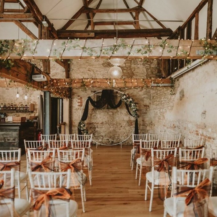 Wedding ceremony inside Crown and Thistle pub, Oxfordshire