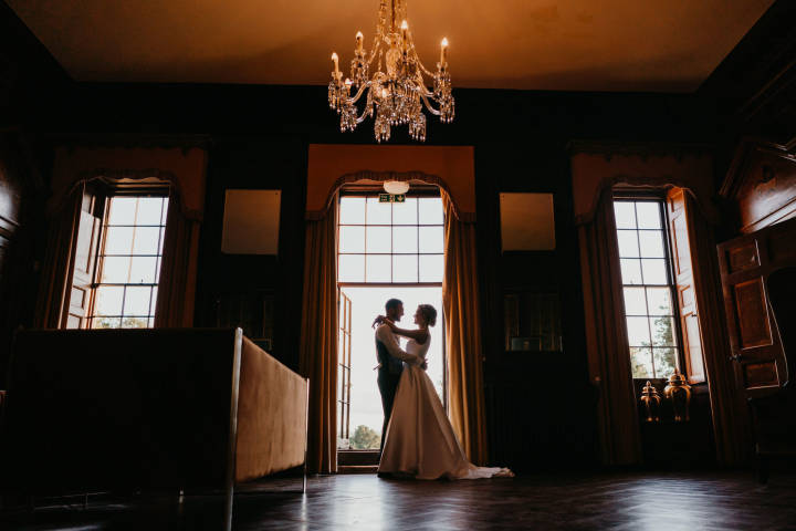 Bride and groom in the house 