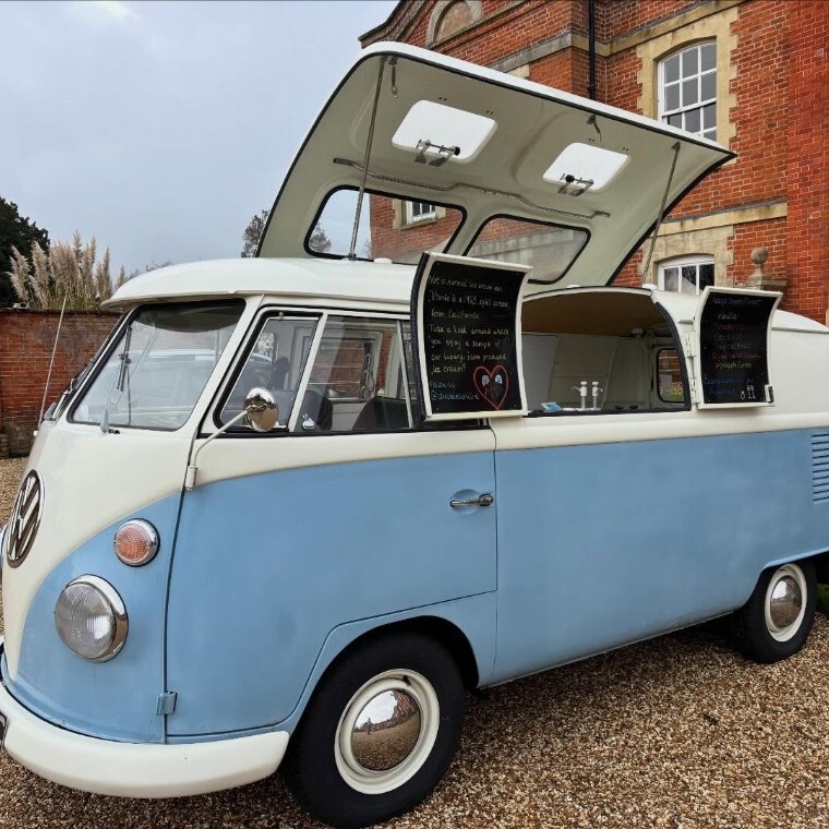 Dubbies online blue & white VW campervan ice cream van weddings
