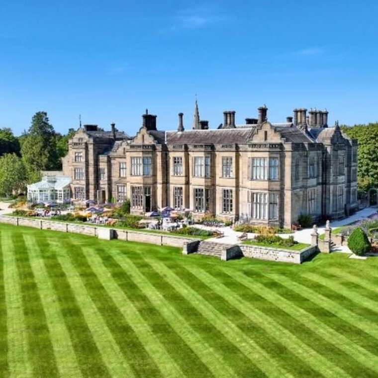 Outside View of Matfen Hall Manor from drone.