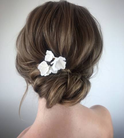 chignon with flowers