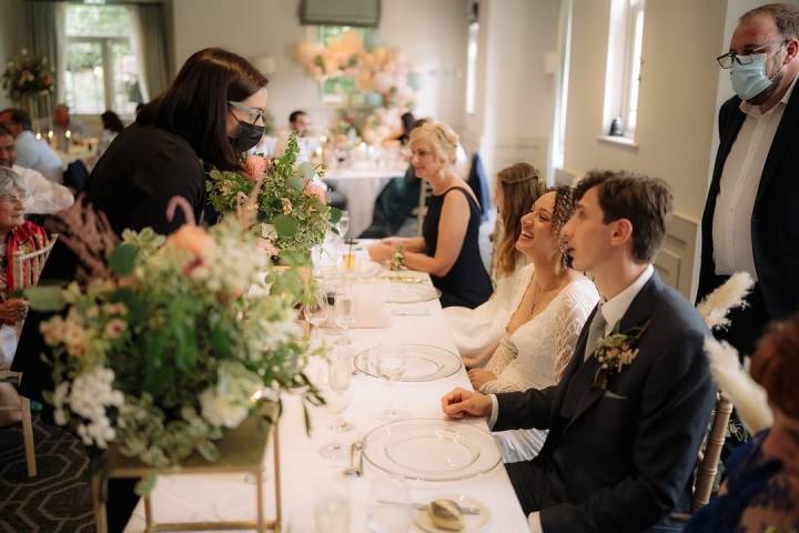 Nina speaks to couple at Wotton Hall Hotel