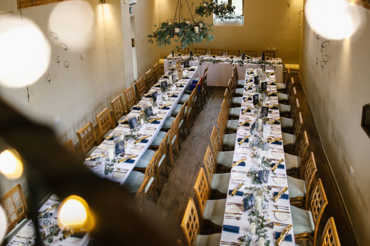 Our trestle tables with a top table can sit up to 74 guests