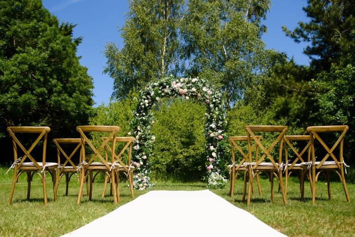 Floral Arch for an outdoor wedding ceremony-Fabulous Functions UK Venue Decor & Furniture Hire in Wiltshire