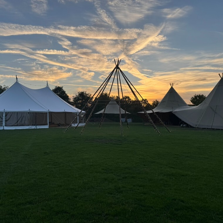 Sailcloth and Tipis at sunset