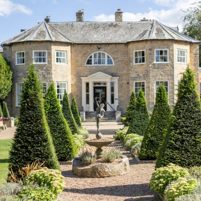 Washingborough Hall Hotel in Lincolnshire Facade, with mature gardens and a beautiful Georgian Country house exterior. 