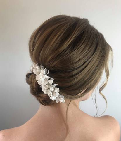 low chignon wedding hair style