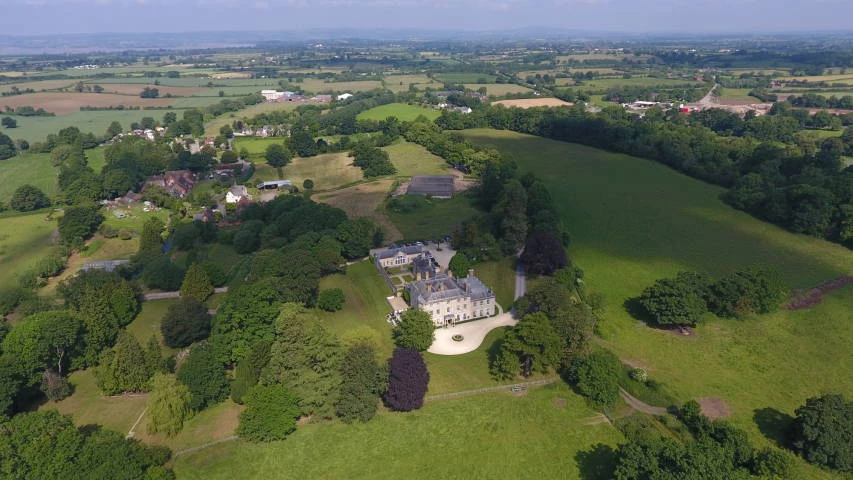 Birds eye view of Eastington Park in Gloucestershire