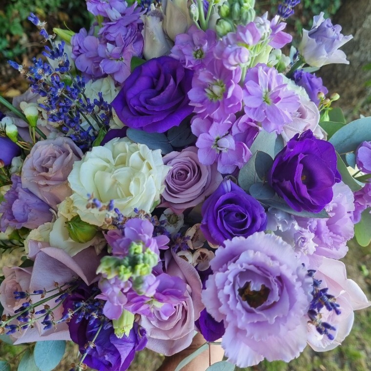 Shades of purple bespoke bridal bouquet