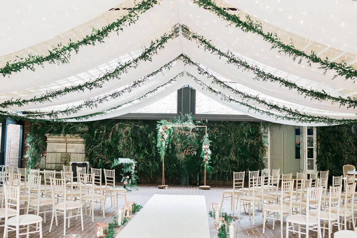 Ceremony in the Courtyard at Delamere Manor