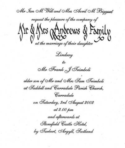 Mike Courtenay Wedding Calligraphy, Stationery in Essex