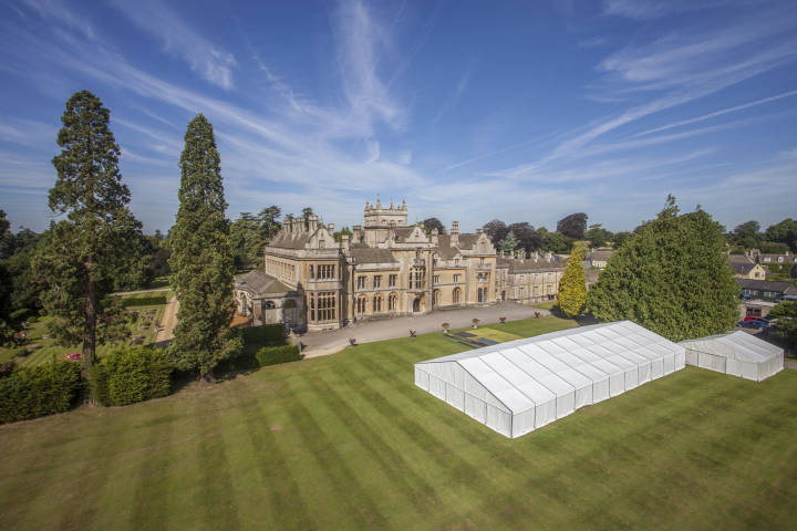 Drone View of Lush Lawns at Grittleton House, Venues in Chippenham, Wiltshire