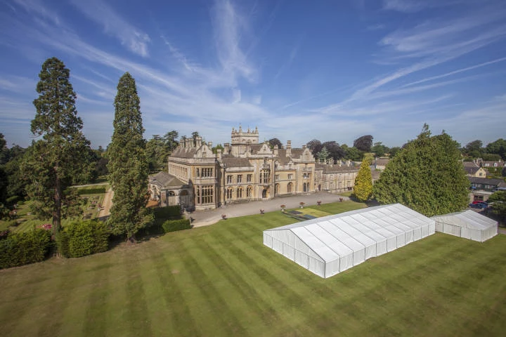 Drone View of Lush Lawns at Grittleton House, Venues in Chippenham, Wiltshire