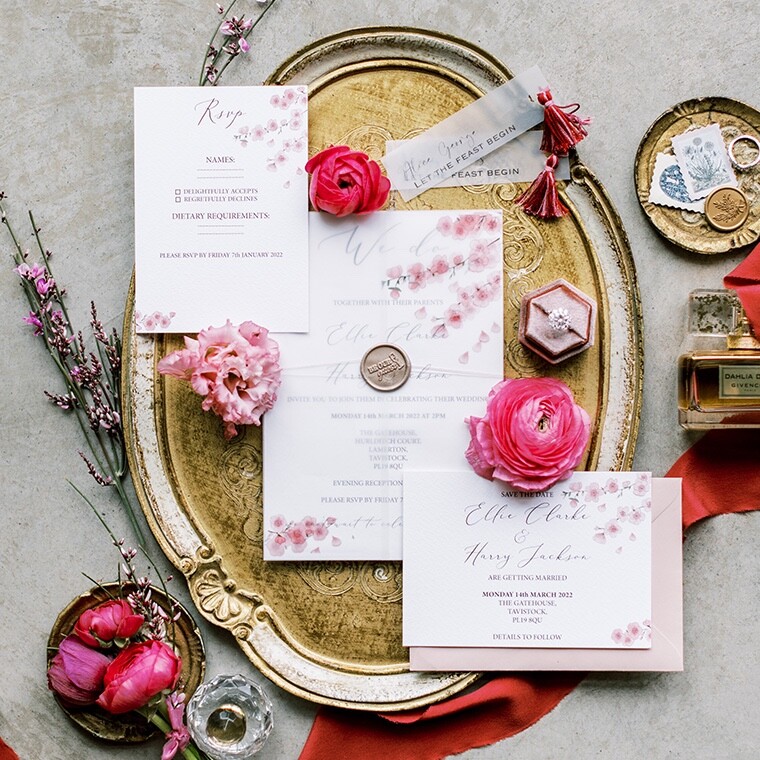 Hand-drawn wedding stationery