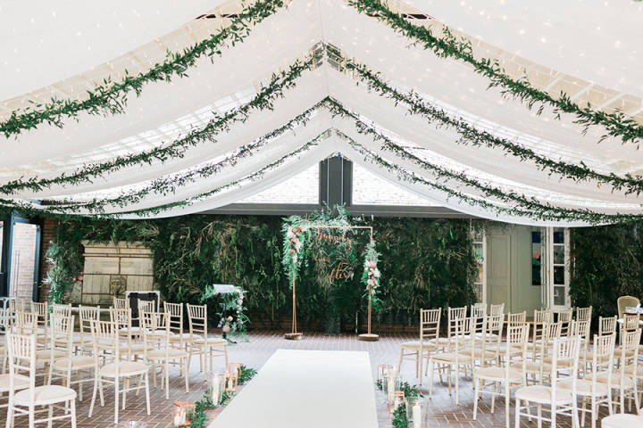 Ceremony in the Courtyard at Delamere Manor