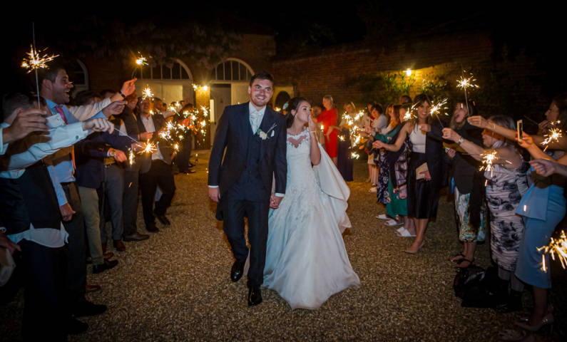 Sparkler parade at Longstowe Hall