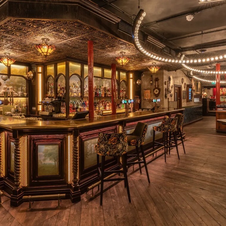 wooden fairground themed bar
