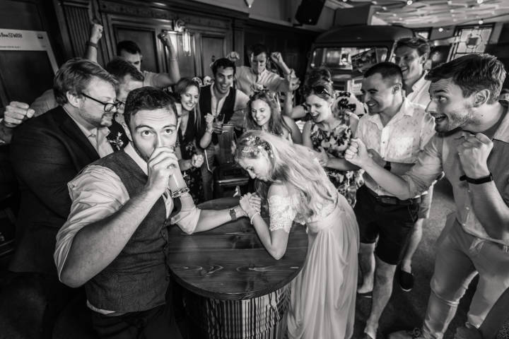 Fun bride and groom portrait