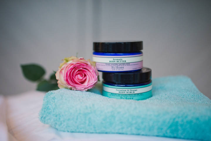 body butter and geranium and orange scrub