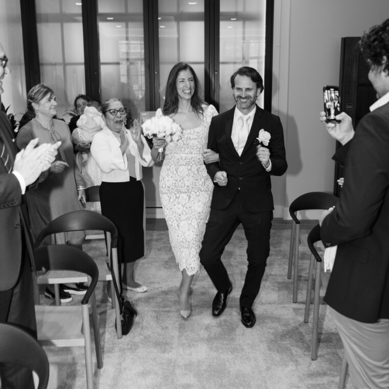 Happy wedding couple go say Yes!