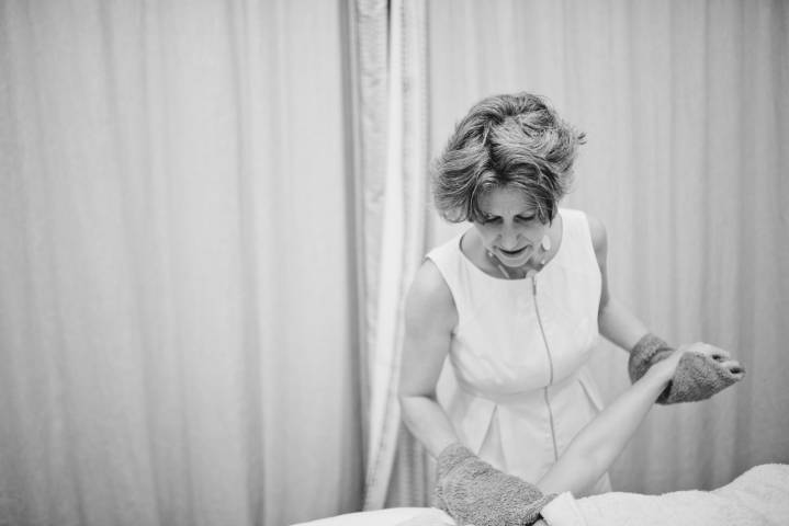 Japanese shiatsu massage on a therapy couch
