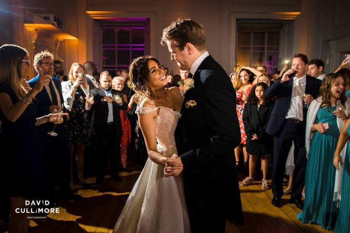Bride and groom during first dance