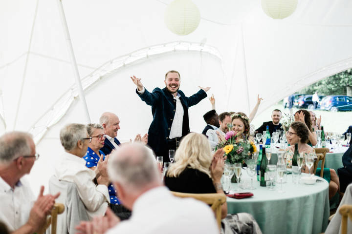 Groom making wedding speech in Pulborough, West Sussex