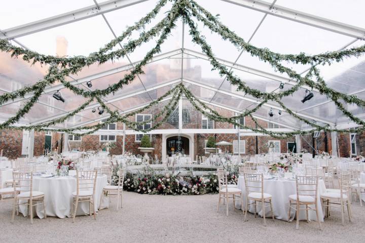 Glass marquee in Fulham Palace courtyard