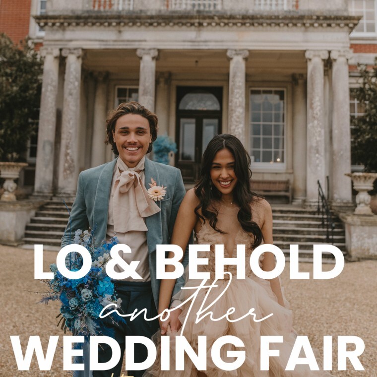 A cute smiling couple on their wedding day outside Stansted House - A stately home and wedding venue in Hampshire 