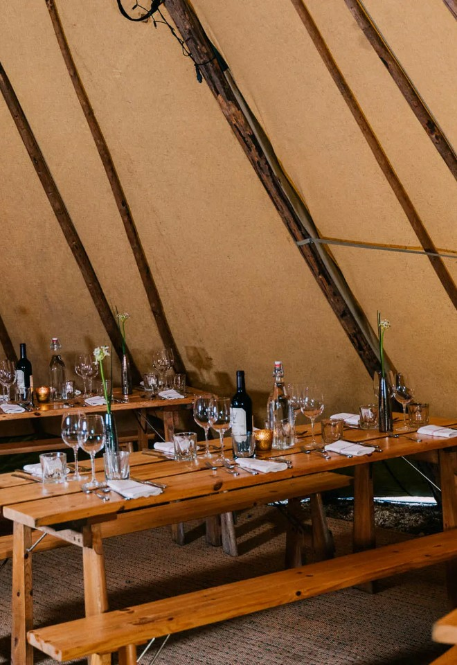 the beech house teepee set up